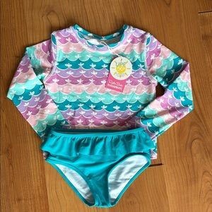 NWT Ruffle Butts Mermaid Rash Guard Set